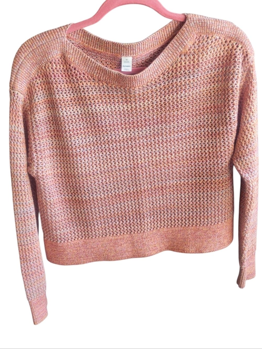 Old Navy Orange Multitone Marled Crewneck Sweater